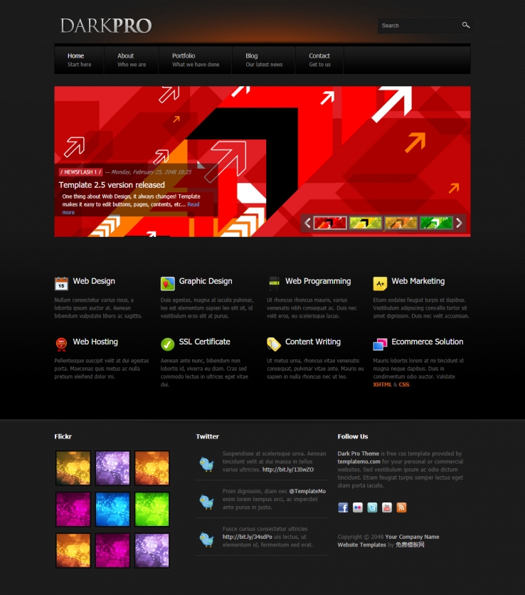 多彩颜色主题的整站博客网站模板下载