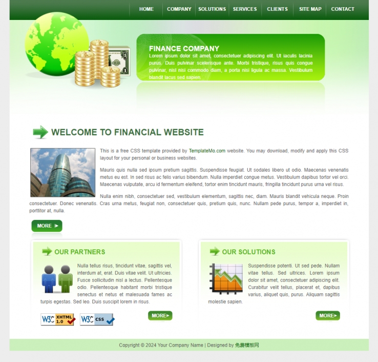 精致简洁风的美元金融投资行业网站模板下载