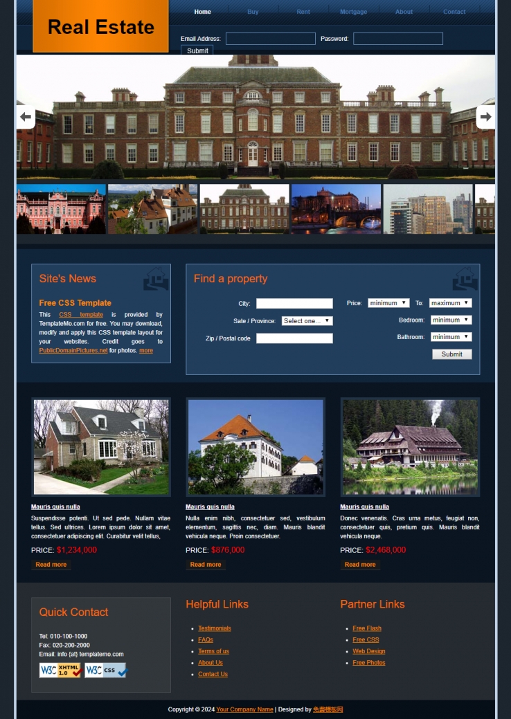 精致简洁风的别墅房屋出租整站网站模板下载