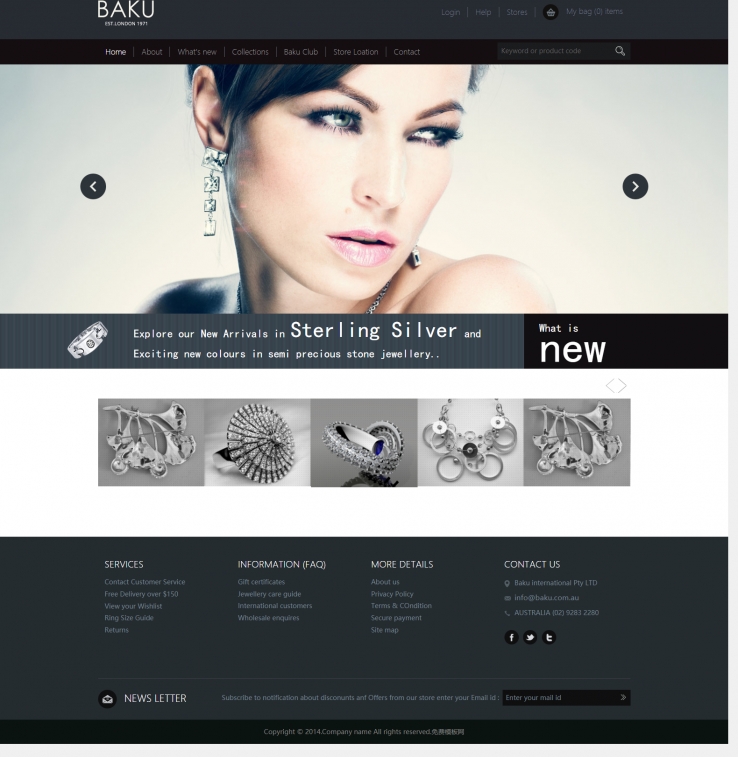 黑色扁平风格的黄金珠宝首饰企业网站模板