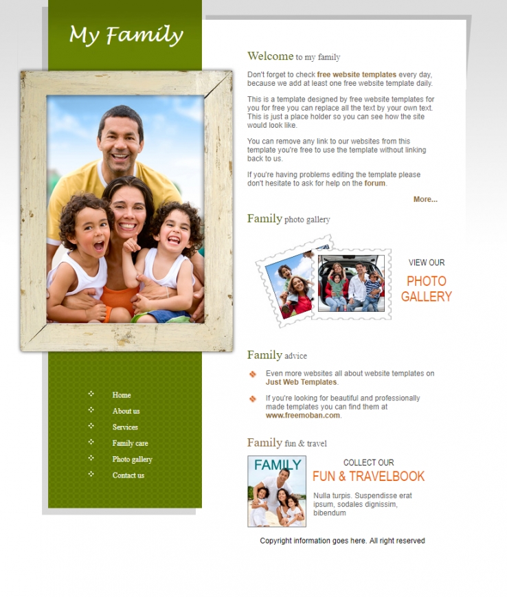 精美小巧效果的温馨家庭相册网站模板下载