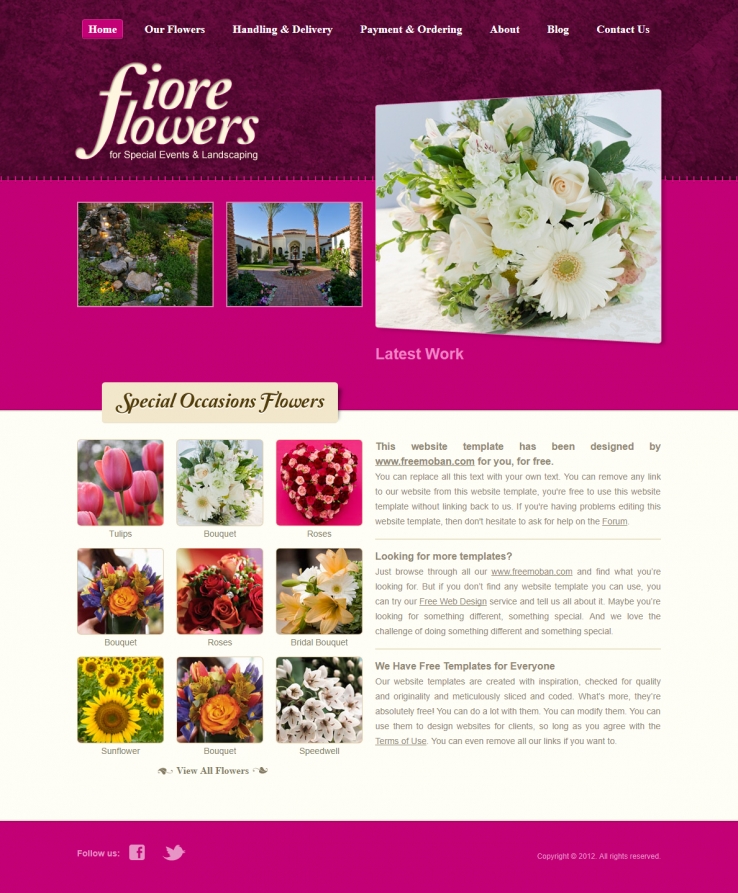 美丽粉色绚丽的鲜花企业网站模板下载