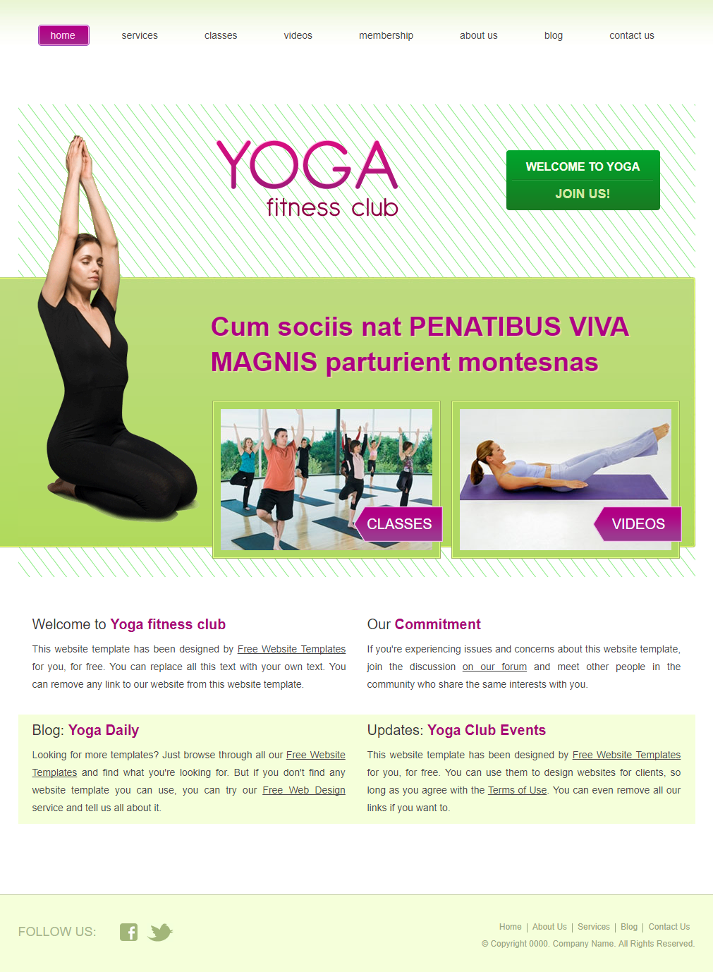 精美清新效果的女士瑜伽网站模板下载