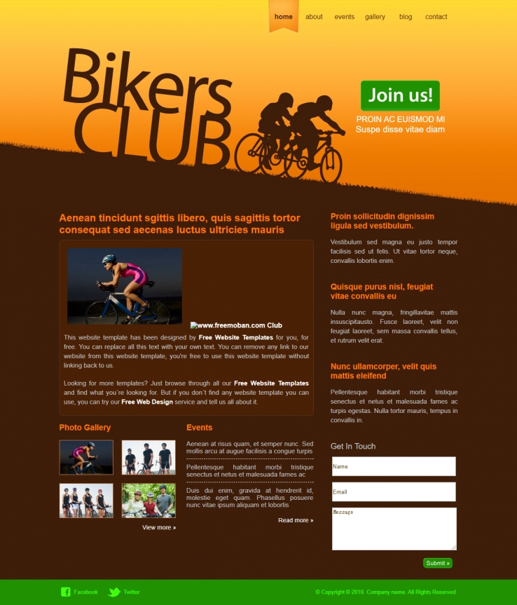 精致简洁效果的单车骑行俱乐部整站模板下载