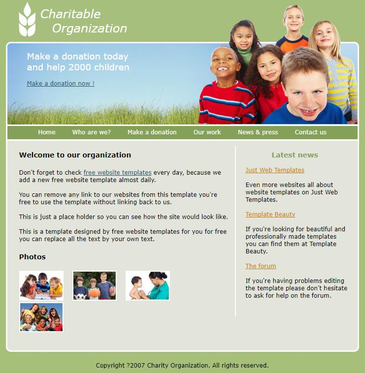 绿色简洁效果的学校公益单页网站模板下载