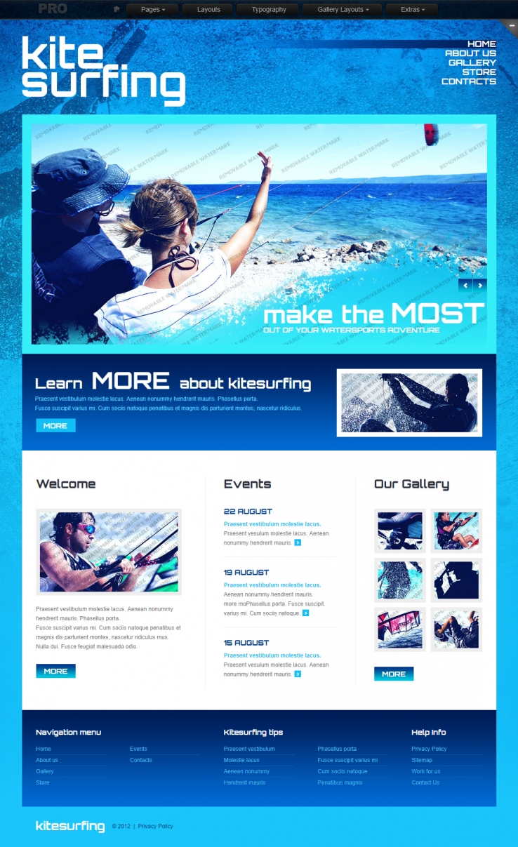 蓝色大海效果的旅游度假整站网站模板下载