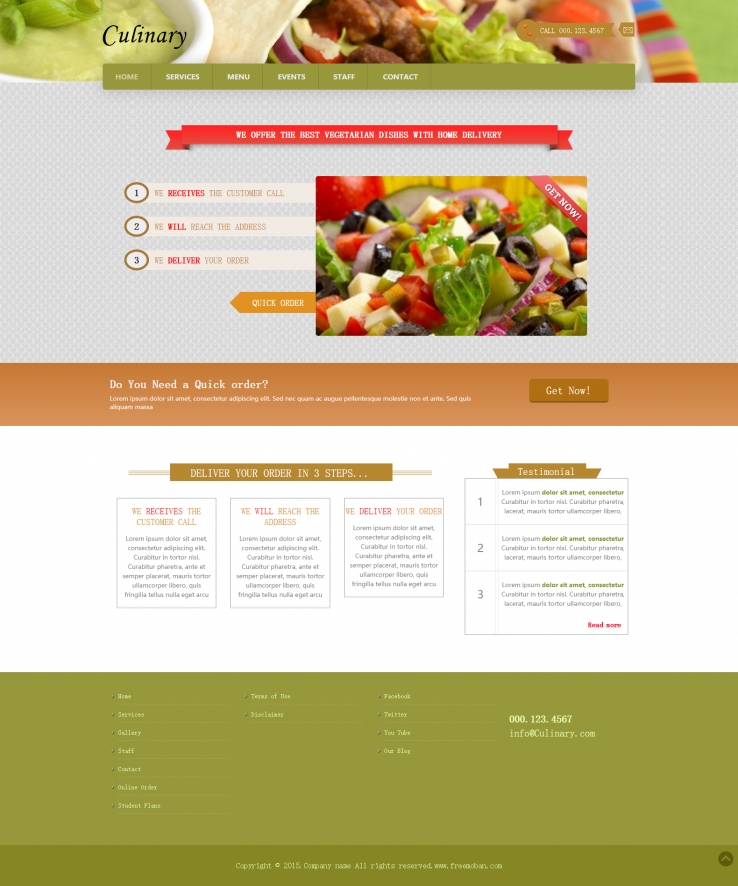 绿色简洁风格的西式快餐企业网站模板