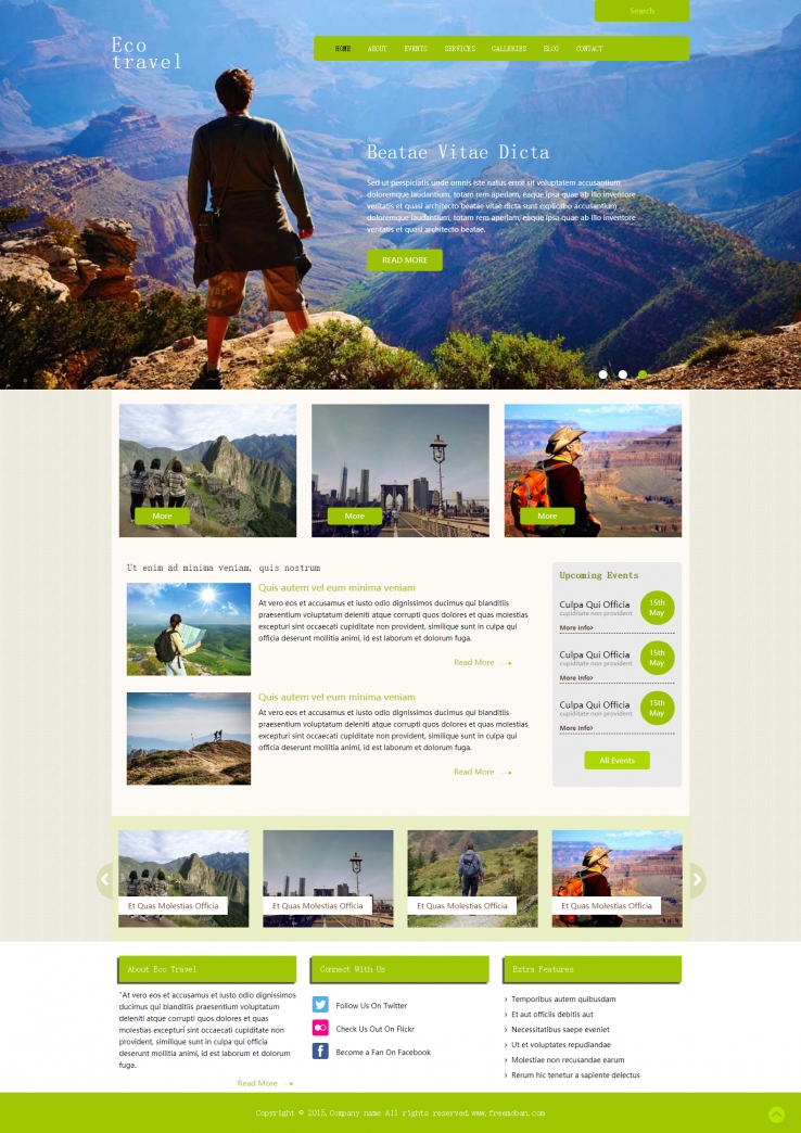 绿色宽屏风格的登山旅行徒步企业网站模板