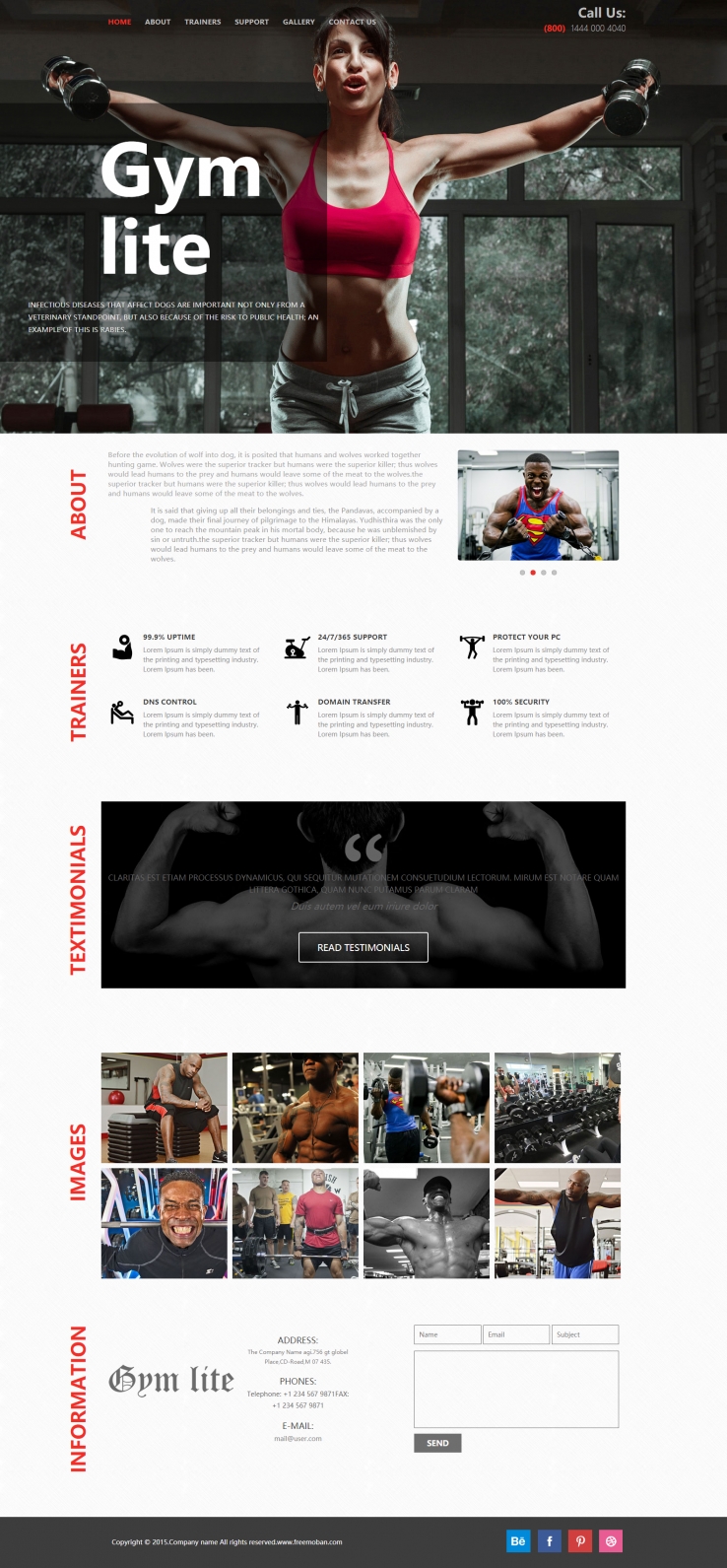 黑色宽屏风格的肌肉体能训练企业网站模板