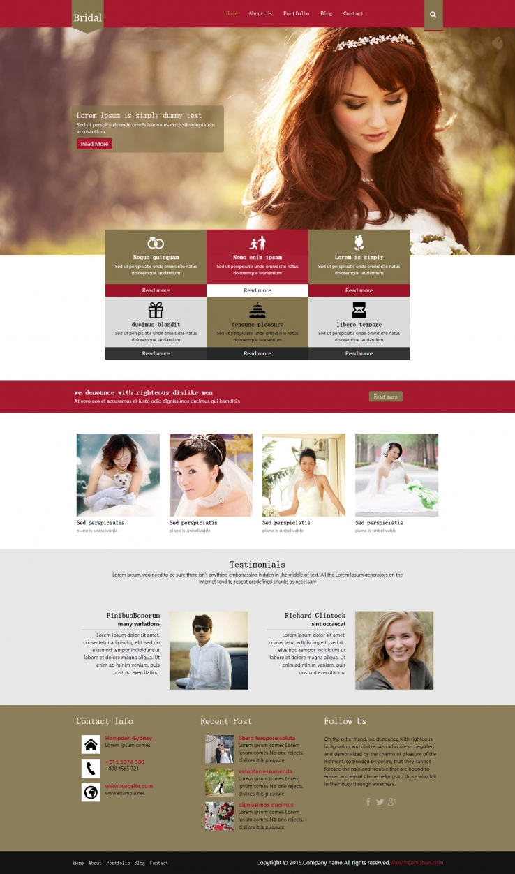 红色宽屏风格的婚纱摄影企业网站模板