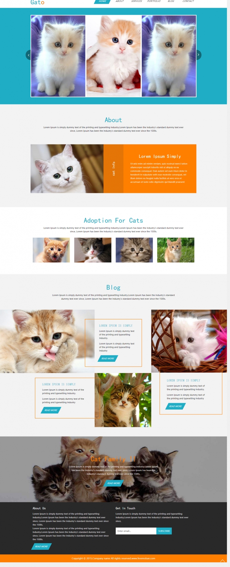 白色简洁风格的宠物猫咪整站网站模板
