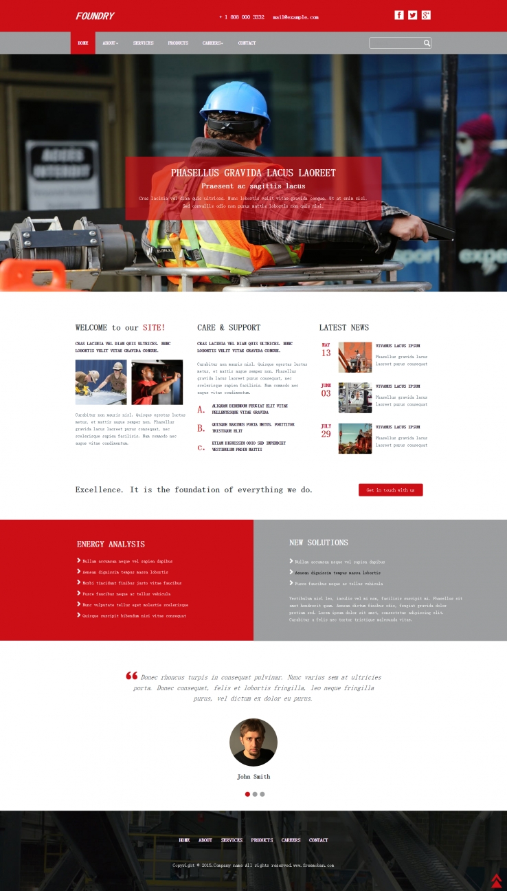 红色宽屏风格的建筑施工企业网站模板