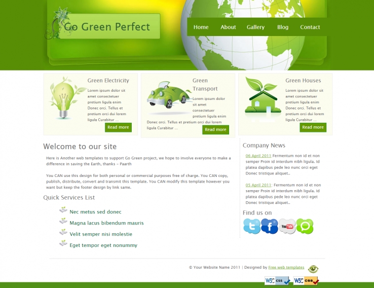 精致简洁绿色的环保公益网站模板下载