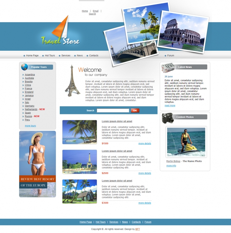 精致简洁的著名景点旅游度假相册网站模板下载