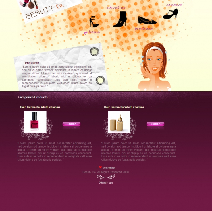 紫色精致简洁的女性化妆品整站模板下载