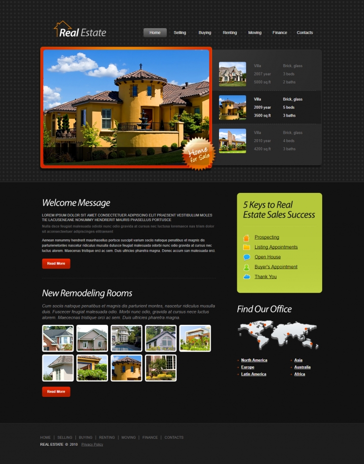 精致简洁的豪华别墅出售整站网站模板下载