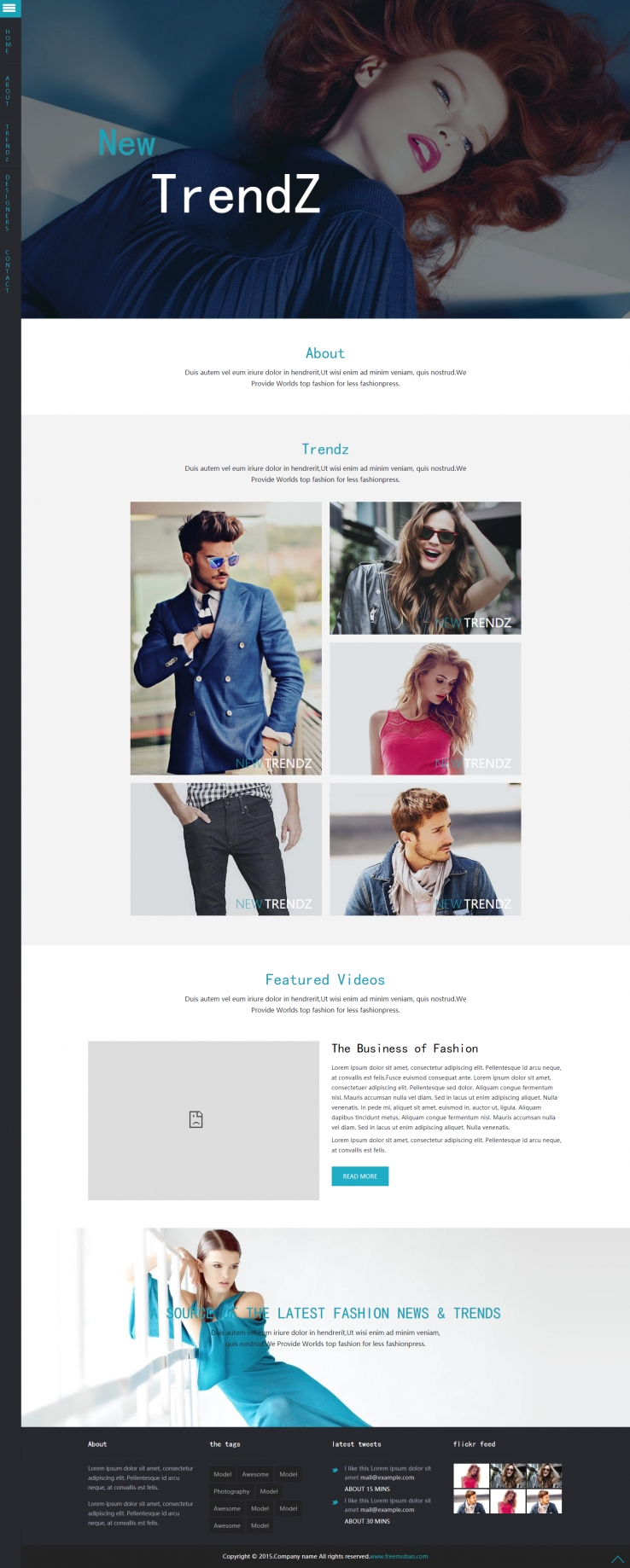 黑色简洁风格的模特流行服饰企业网站模板