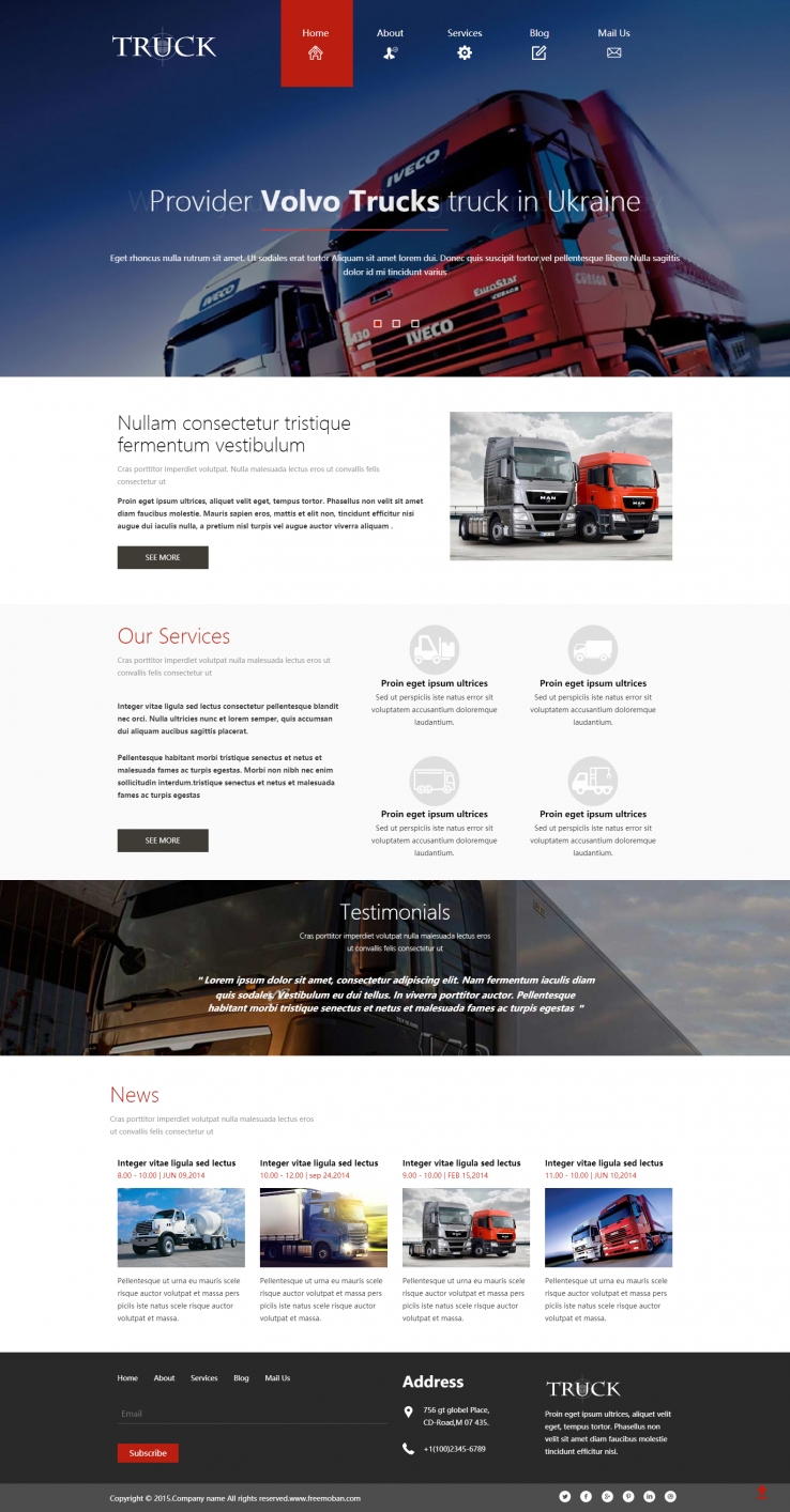 红色宽屏风格的机械卡车整站网站模板