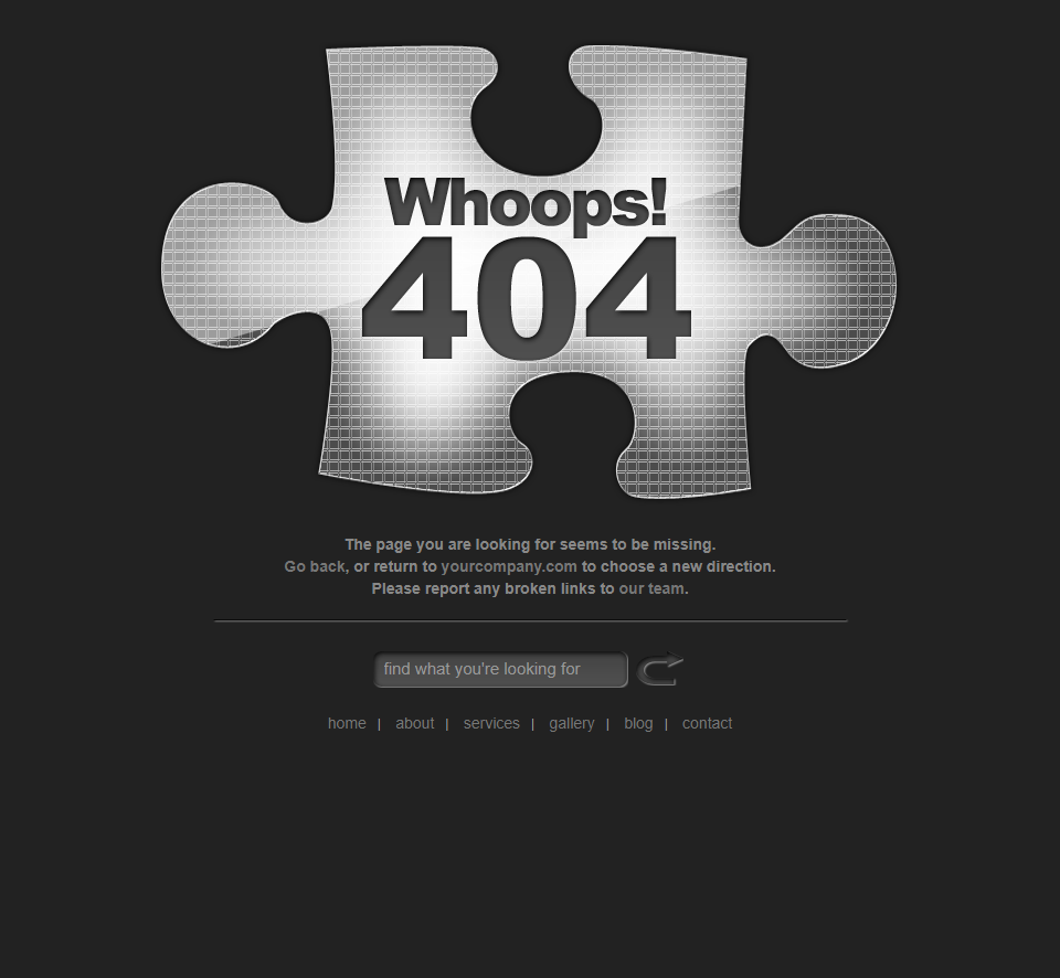 黑色酷炫简洁的单页404网站模板下载