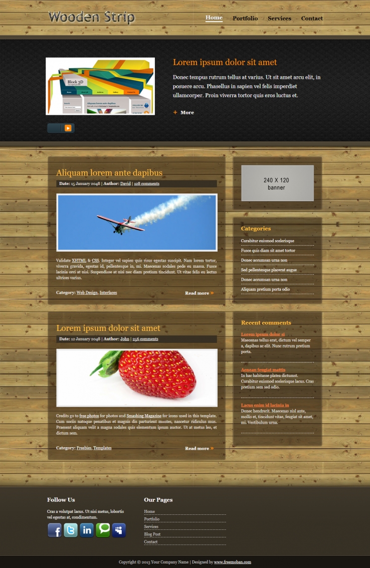 棕色木质风格的博客整站网站模板下载