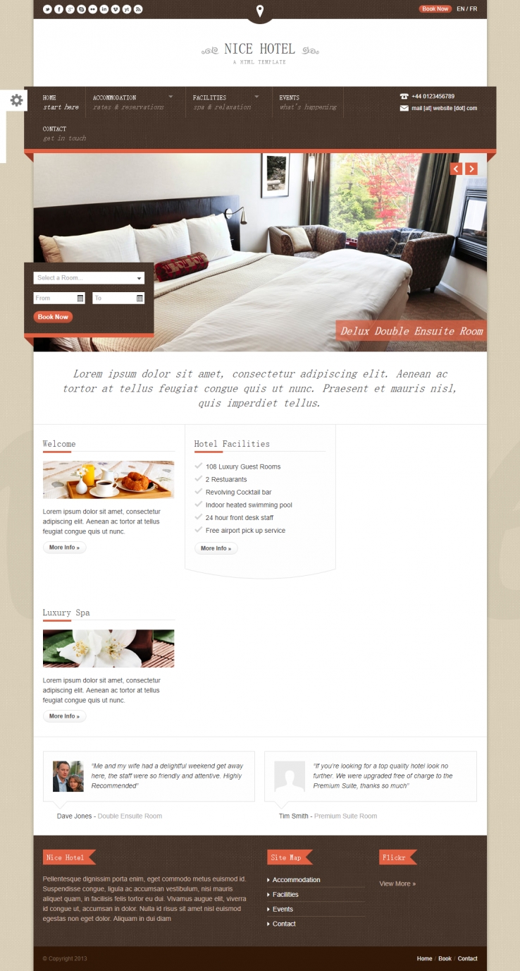 精致干净效果的豪华酒店整站网站模板下载