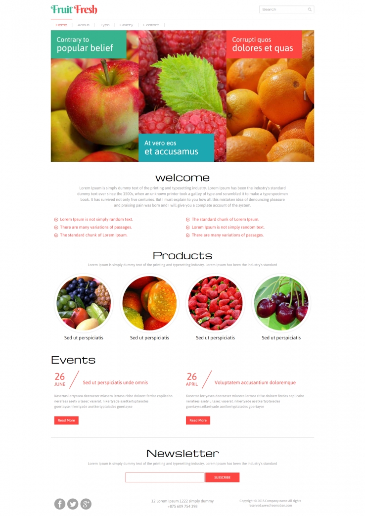 白色简洁风格的新鲜水果提子整站网站模板