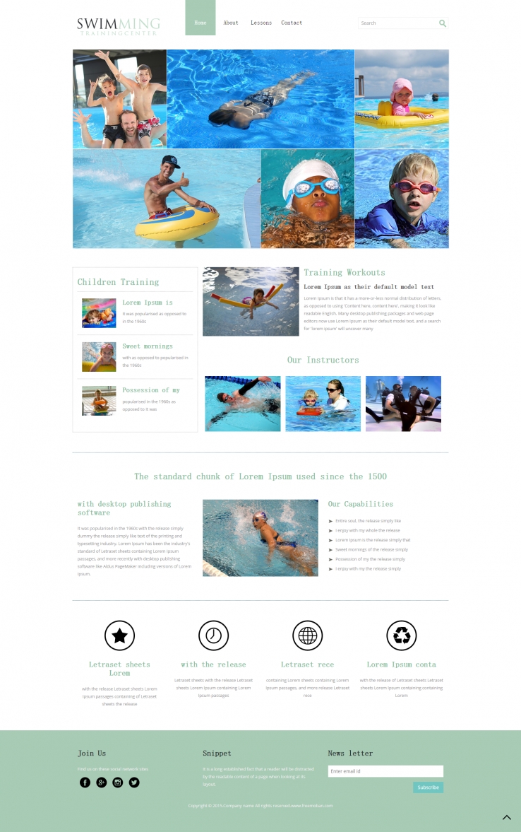 白色简洁风格的解暑游泳企业网站模板