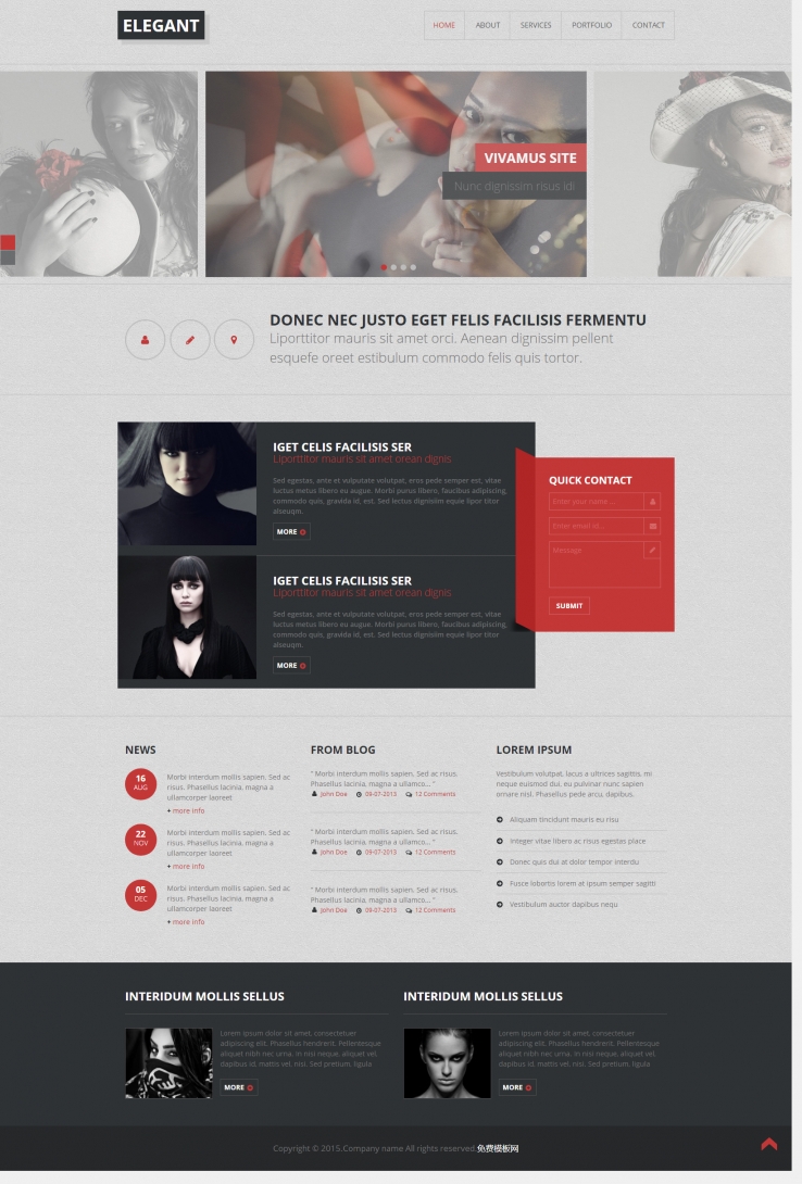 红色创意风格的欧美时尚女装网站模板下载