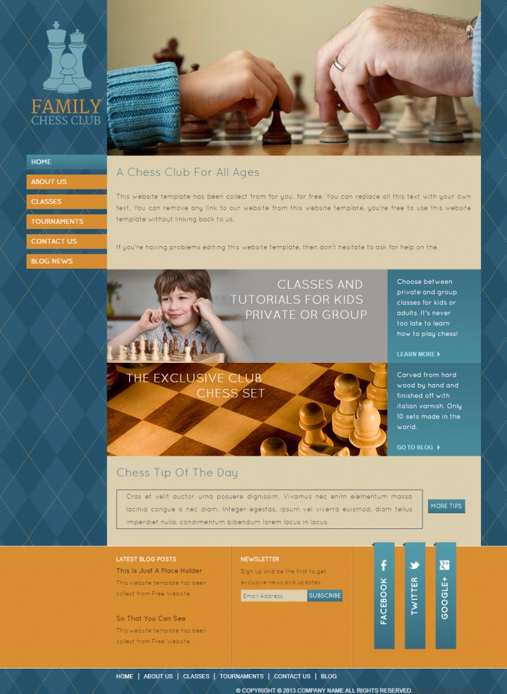 简洁清新效果的益智国际象棋整站网站模板下载