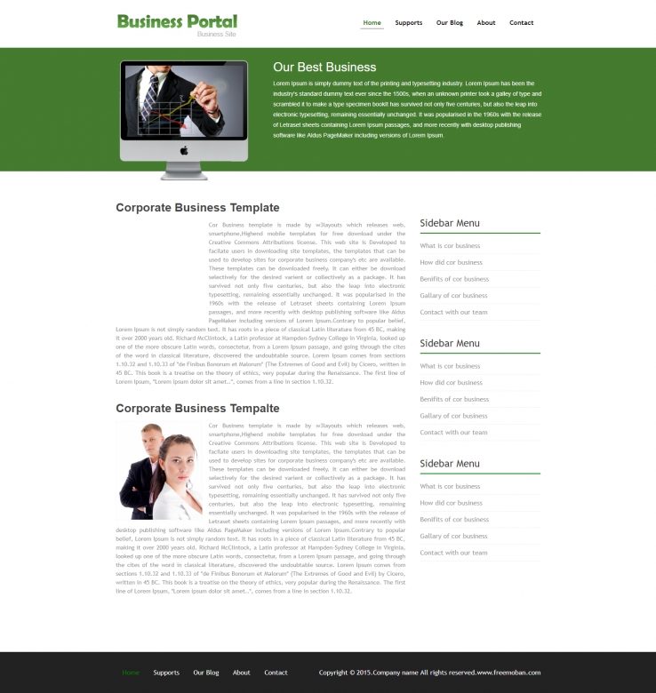 绿色简洁风格的商务精英企业网站模板