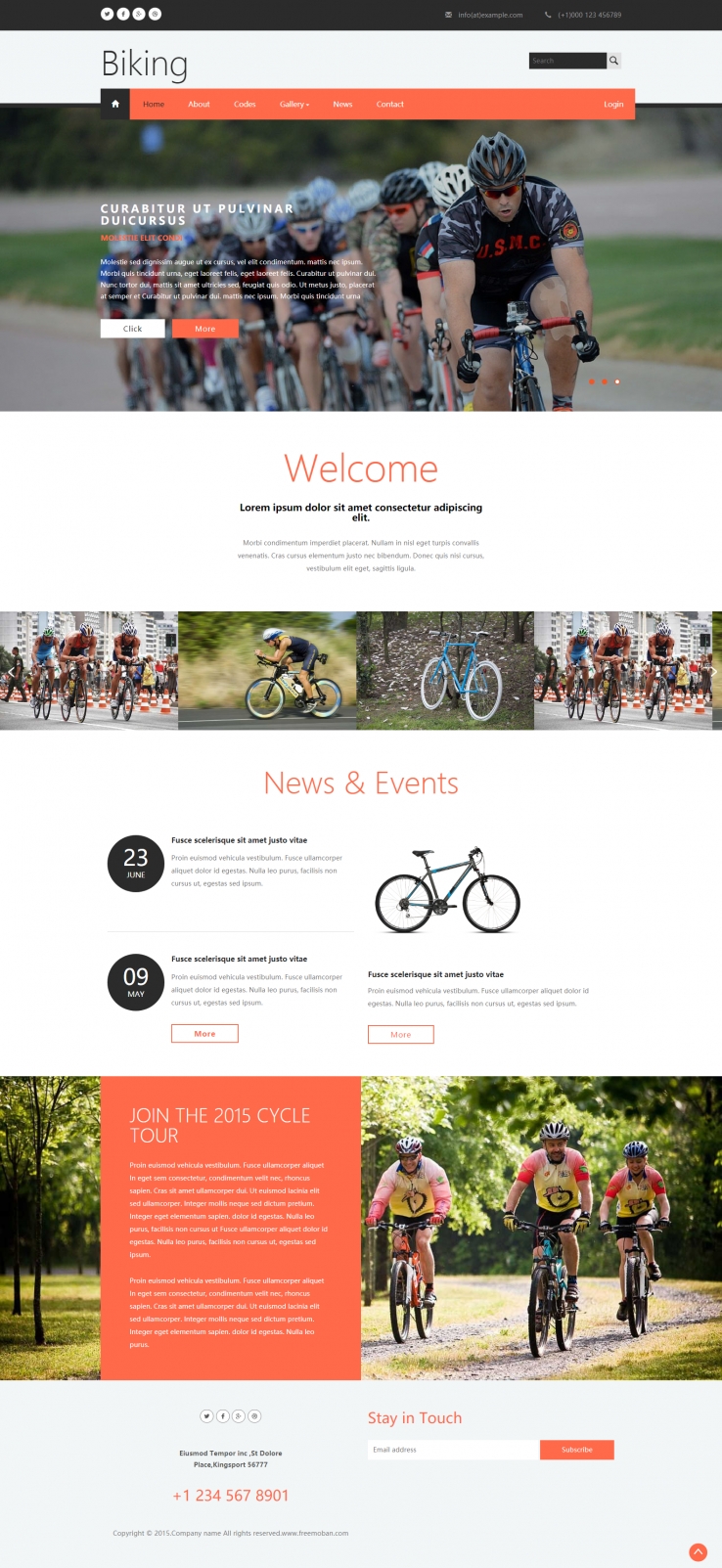 红色简洁风格的单车骑行比赛企业网站模板