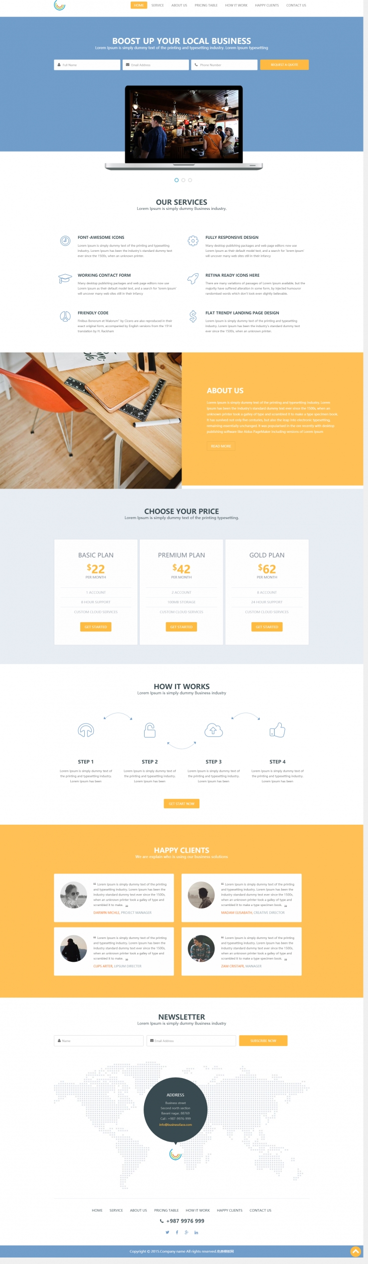 黄色简洁风格的CSS3设计网页模板