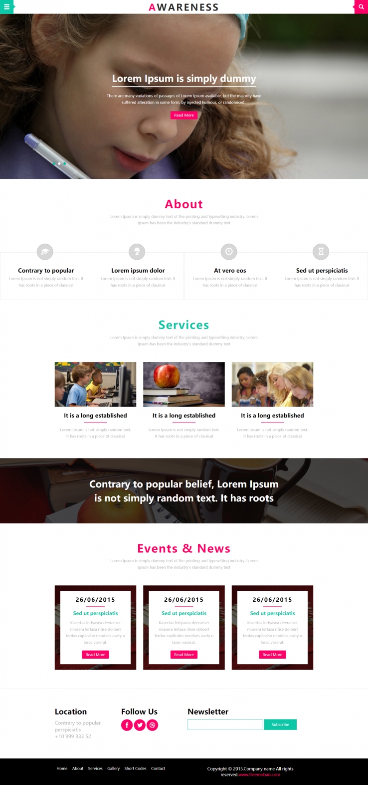 白色宽屏风格的幼儿园教育整站网站模板