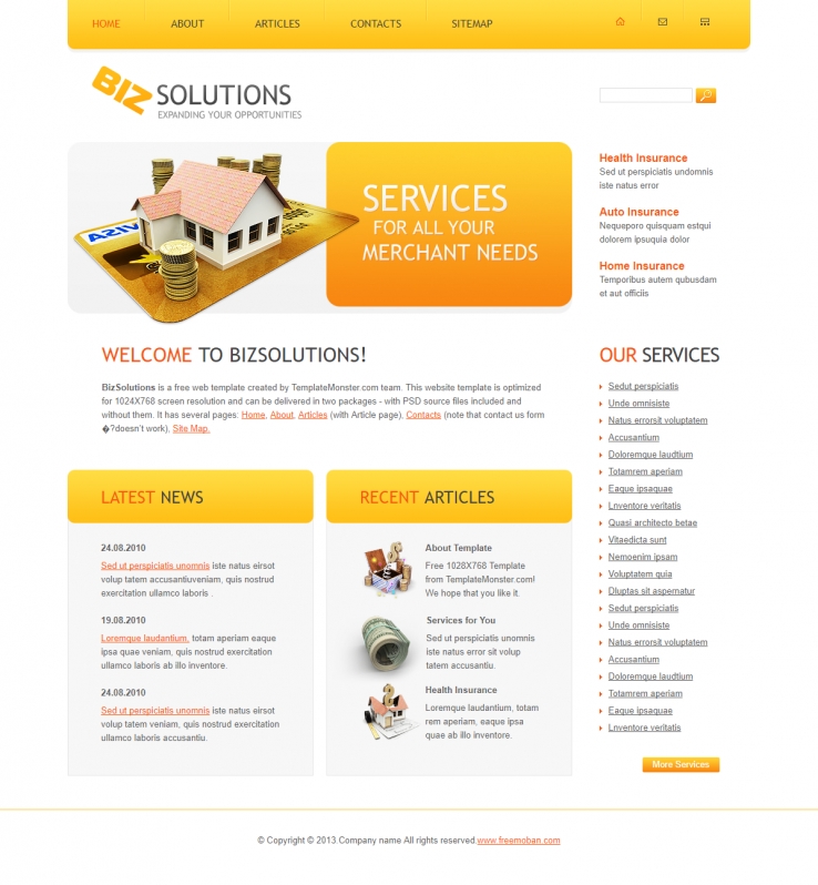 橙色简洁大气的金融投资行业网站模板下载