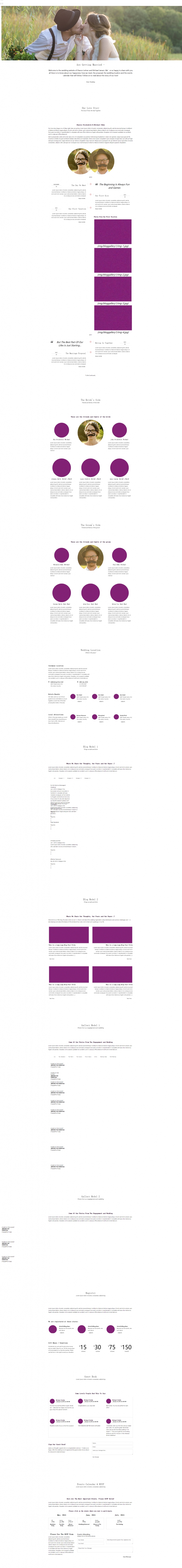 紫色大气风格的恋爱婚庆公司网页模板下载