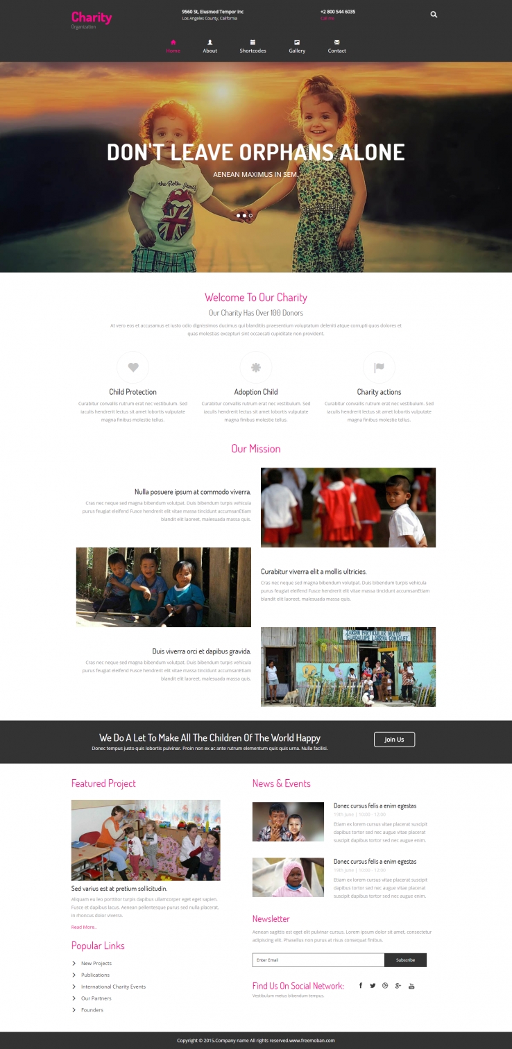 黑色简洁风格的儿童教育公益整站网站模板
