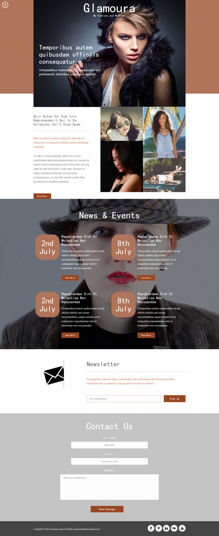 棕色欧美风格的艺术写真网站模板下载