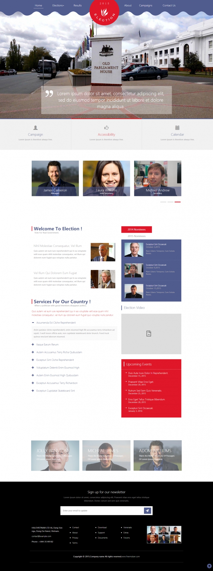 蓝色宽屏风格的国家领导人企业网站模板