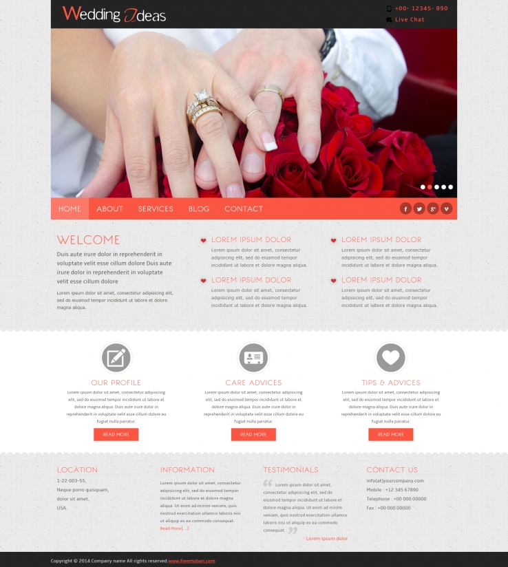 漂亮简洁效果的婚庆婚礼整站网站模板下载