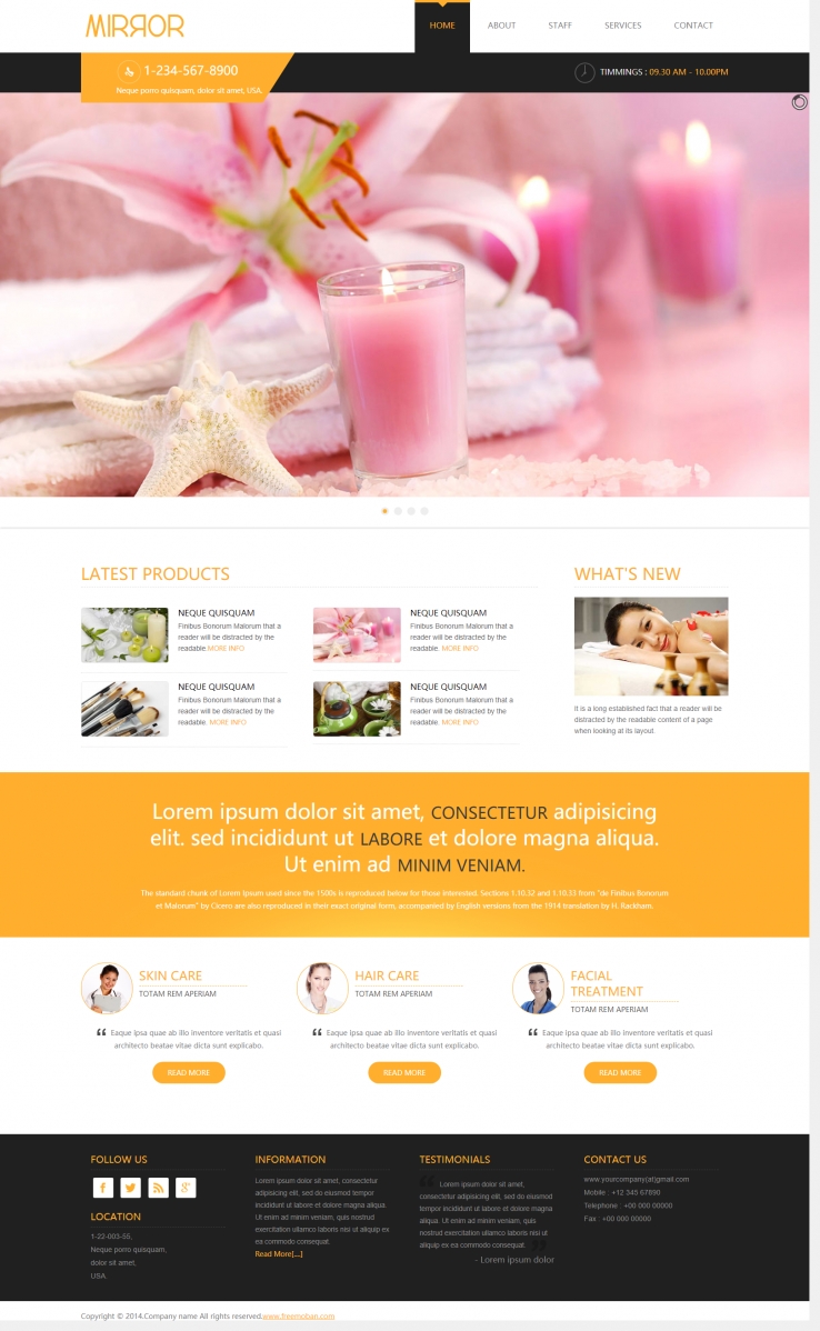 精致简洁效果的女性养生spa美容整站网站模板下载
