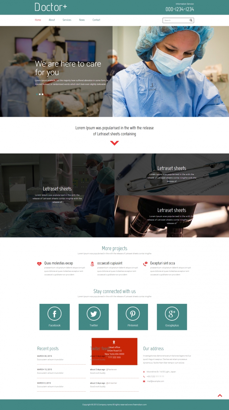 蓝色宽屏风格的医生手术室网站模板下载