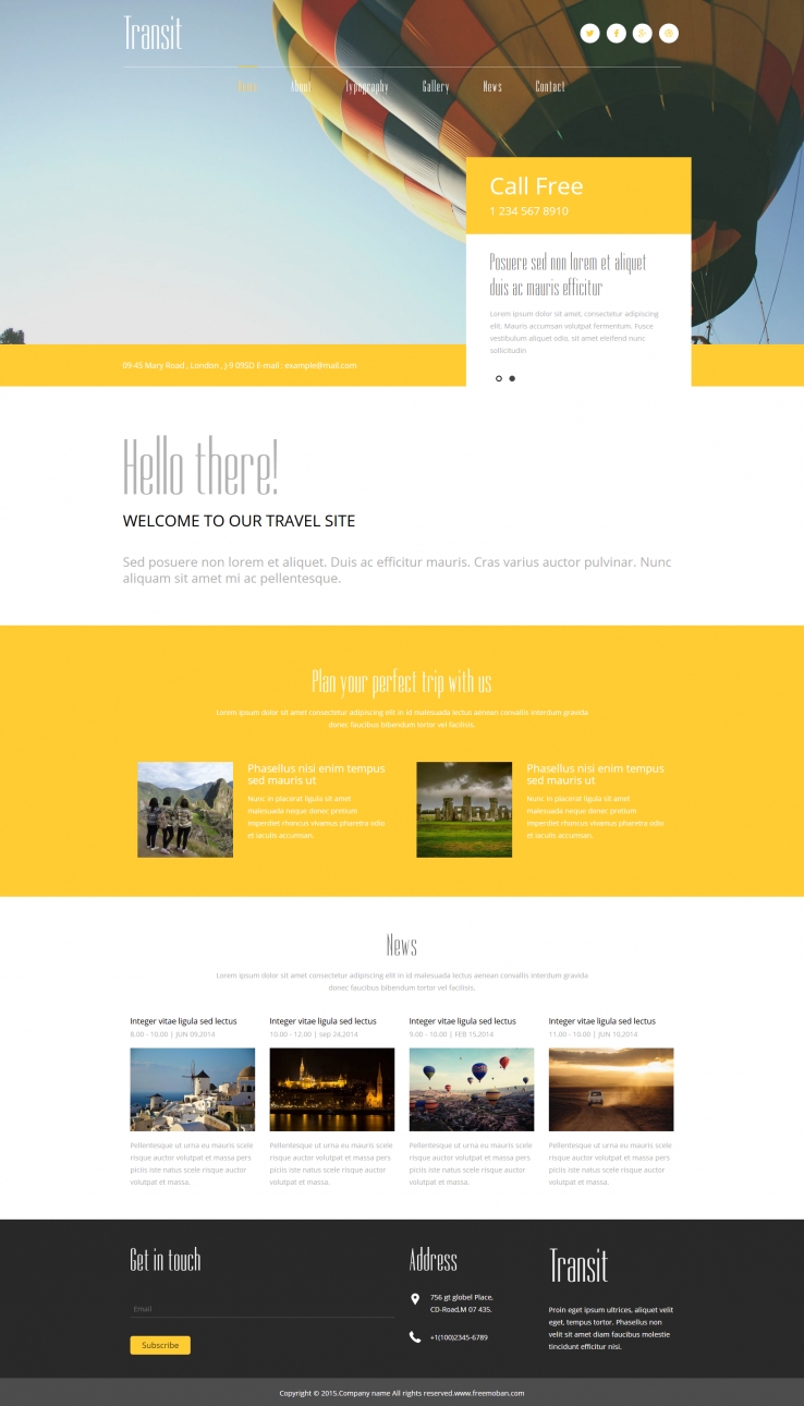 黄色大气风格的世界奇观旅游网站模板下载
