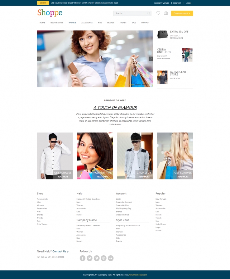响应式精致白色的服装商城网站模板下载