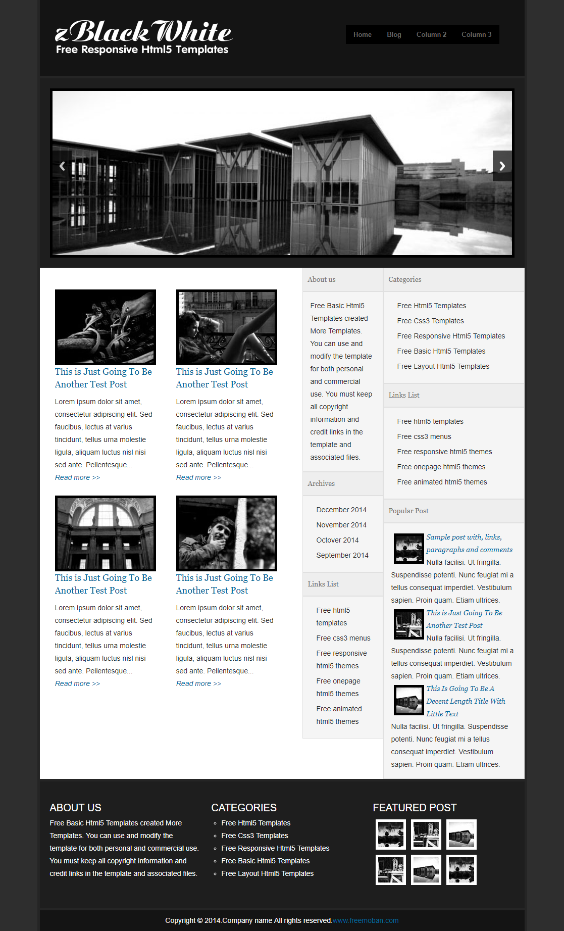 黑色复古效果的相册博客网站模板下载
