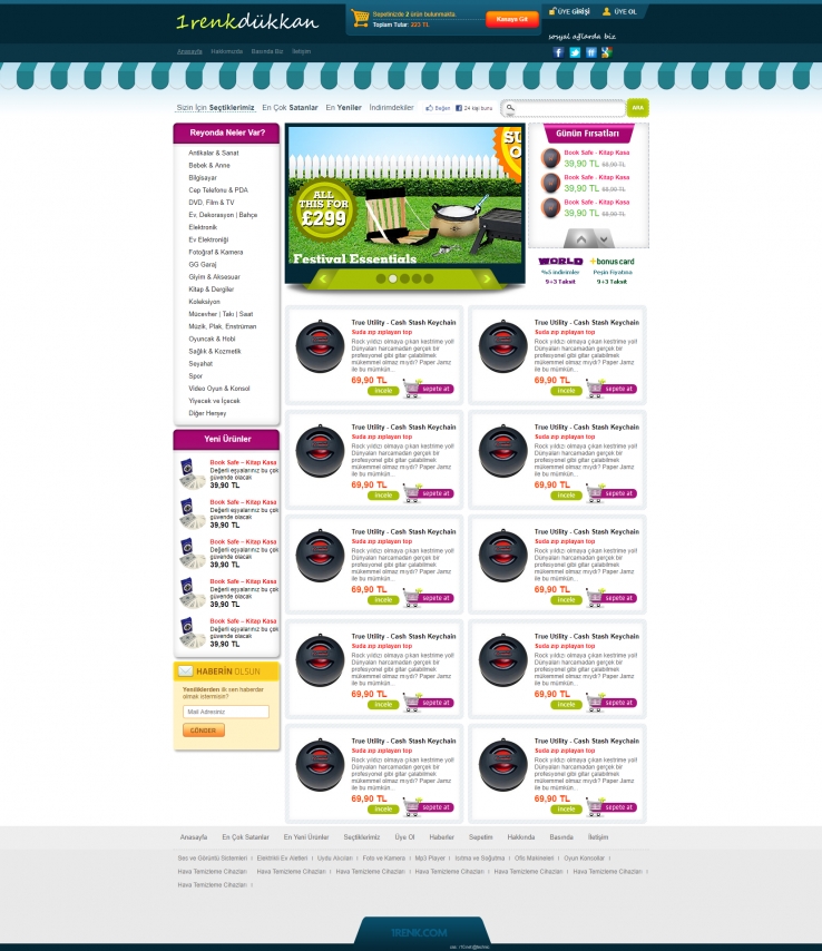 精致绿色效果的电子购物商城网站模板下载