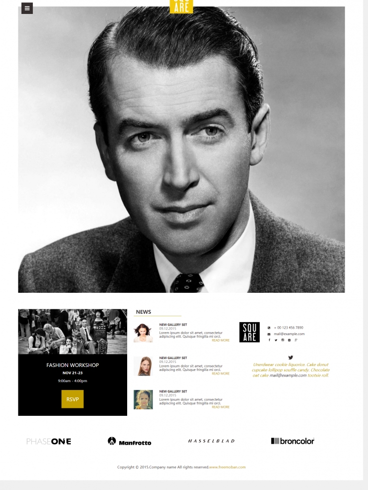 黑白简洁风格的影评人物介绍整站网站模板