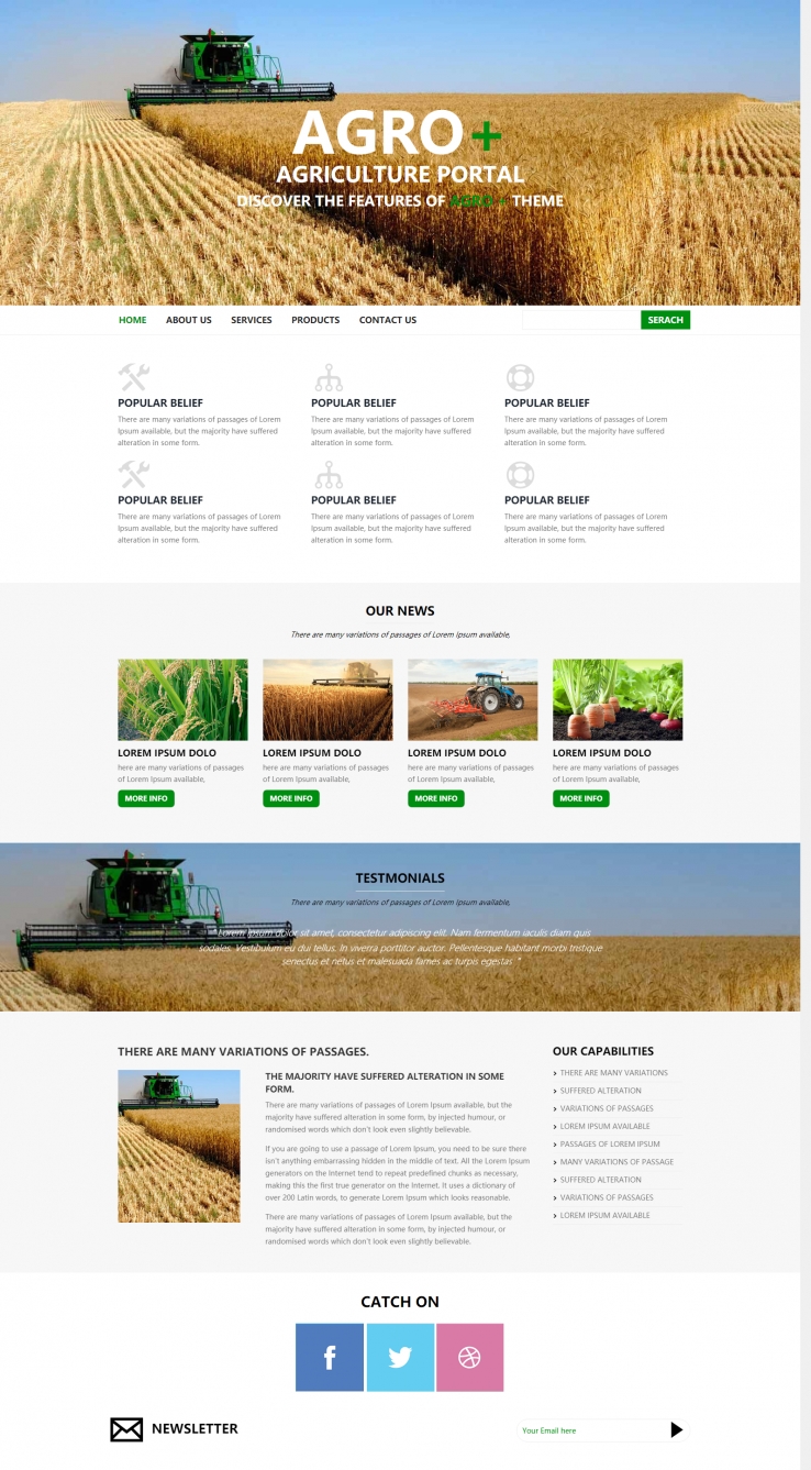 精致简洁效果的现代化农作物机械操作网站模板下载