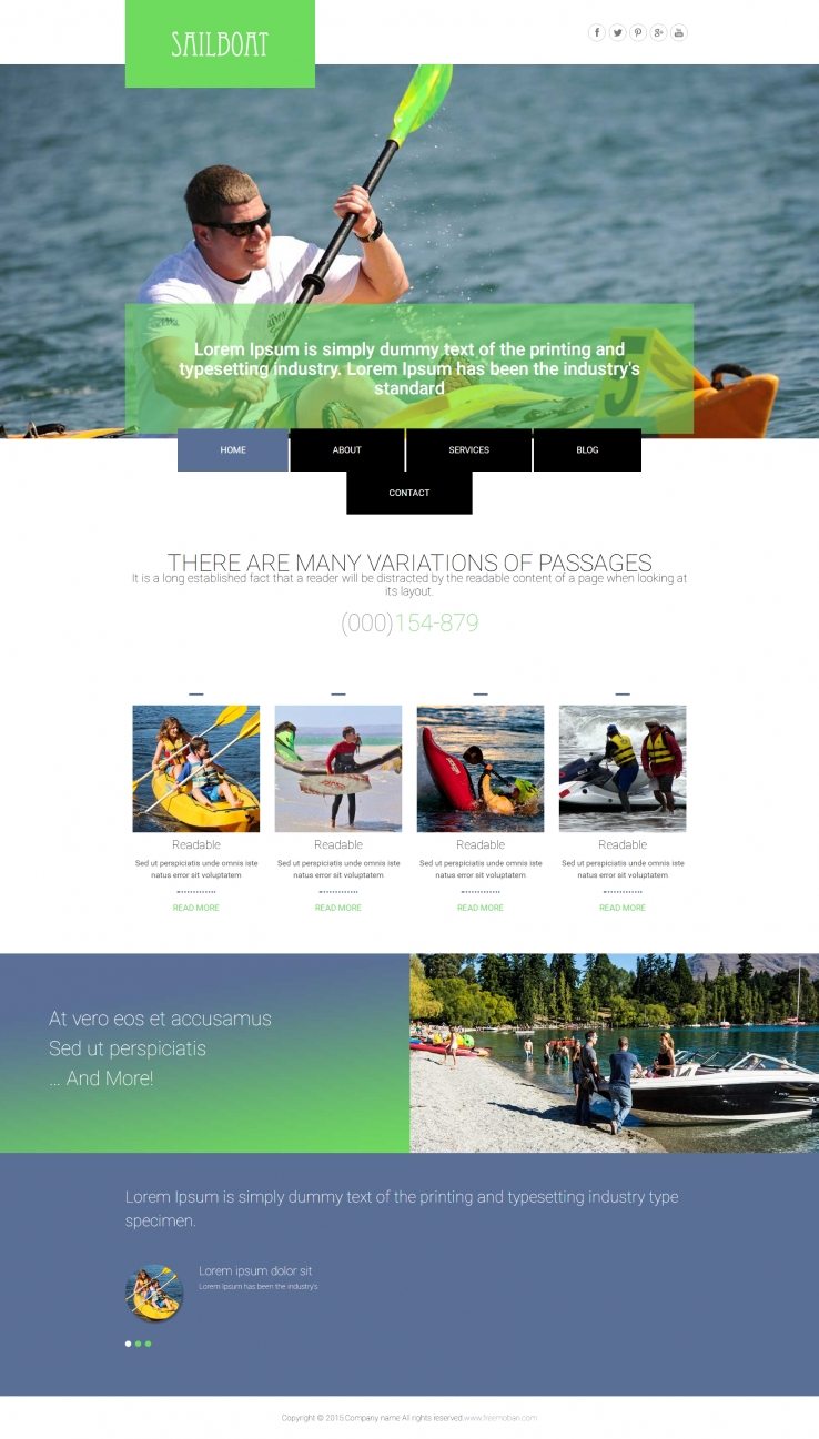 绿色大气风格的皮划艇竞技网站模板下载