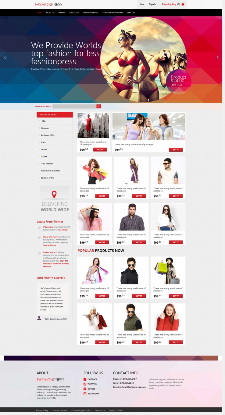 精致简洁风格的女性内衣服饰商城网站模板下载