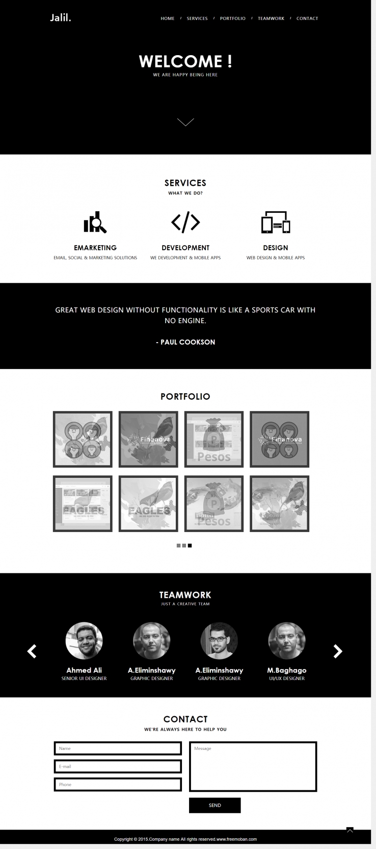 黑白创意简洁的企业网站单页模板下载